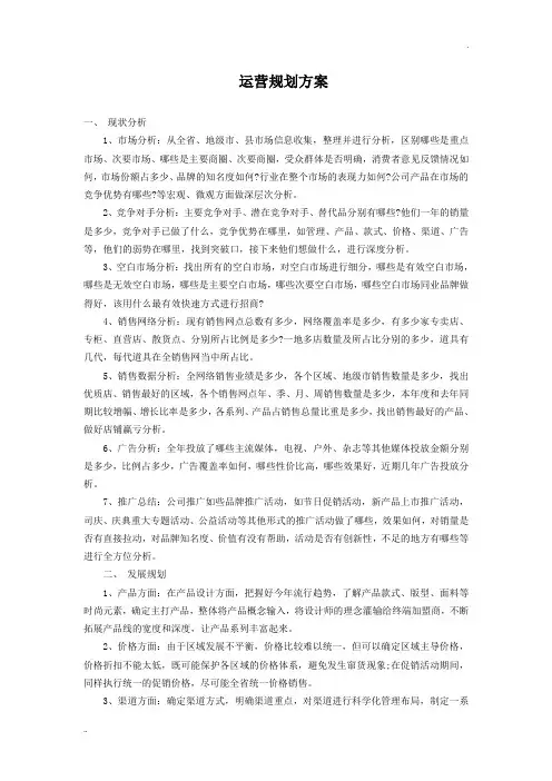 运营规划方案