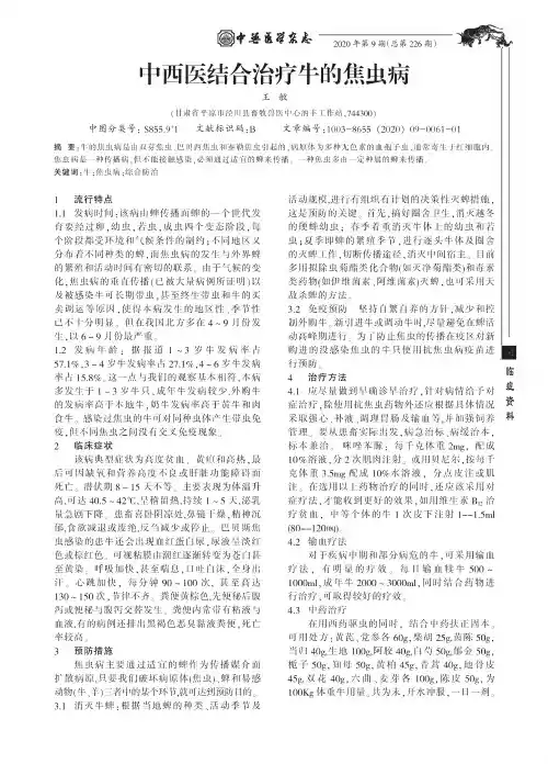 中西医结合治疗牛的焦虫病
