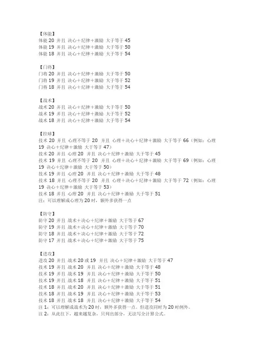 fm2011完美教练训练属性