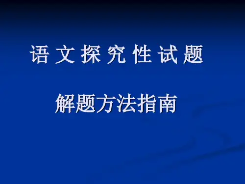 探究性试题解题方法