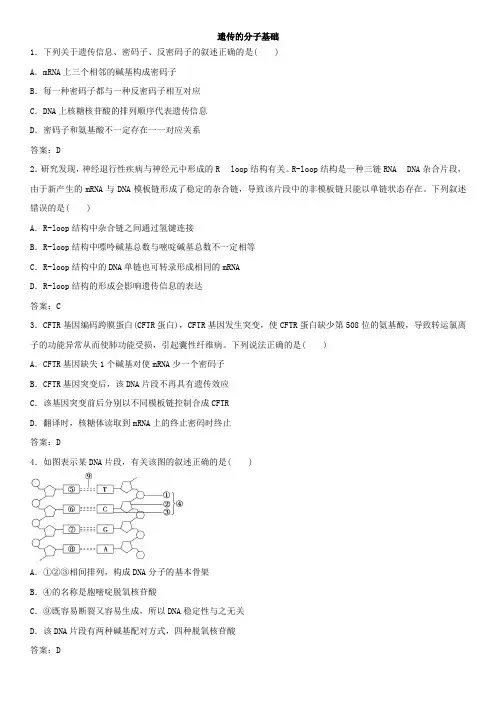 高考生物专题专练：遗传的分子基础有答案