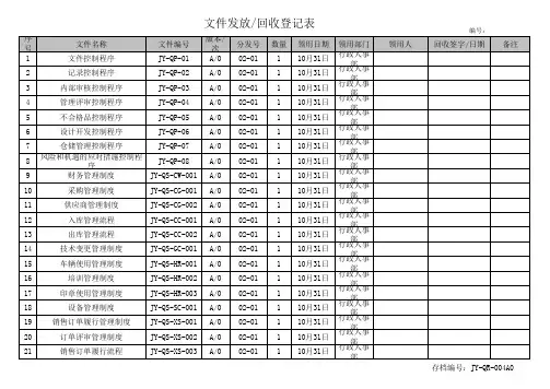 文件发放回收记录