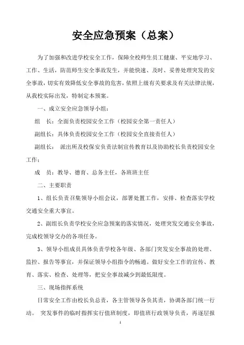 学校安全应急预案总案