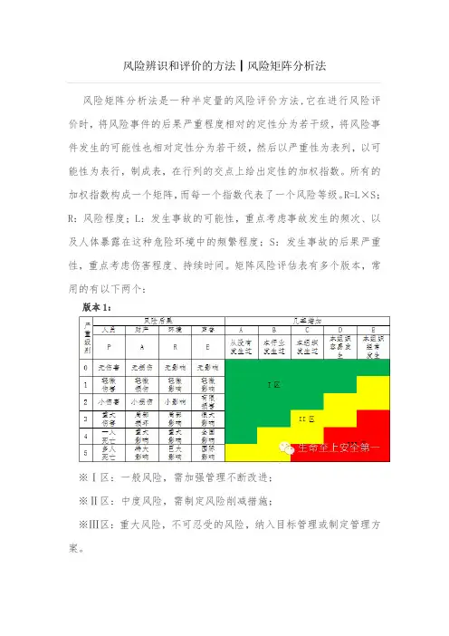 风险辨识和评价的方法