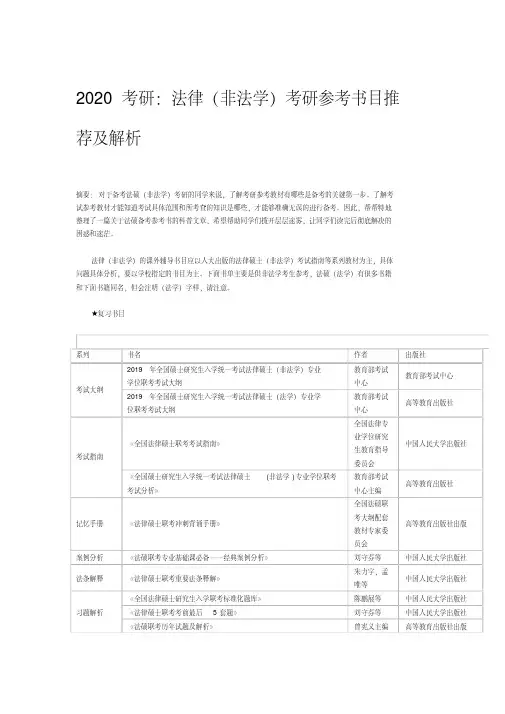 最新2020考研：法律(非法学)考研参考书目推荐及解析.pdf