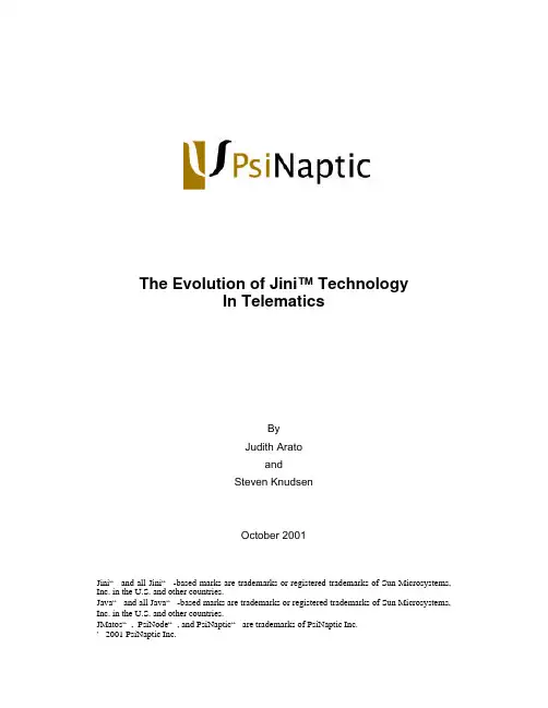 The Evolution of Jini  Technology In Telematics By