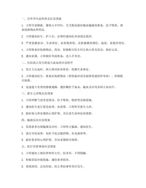 妇产科各项应急预案