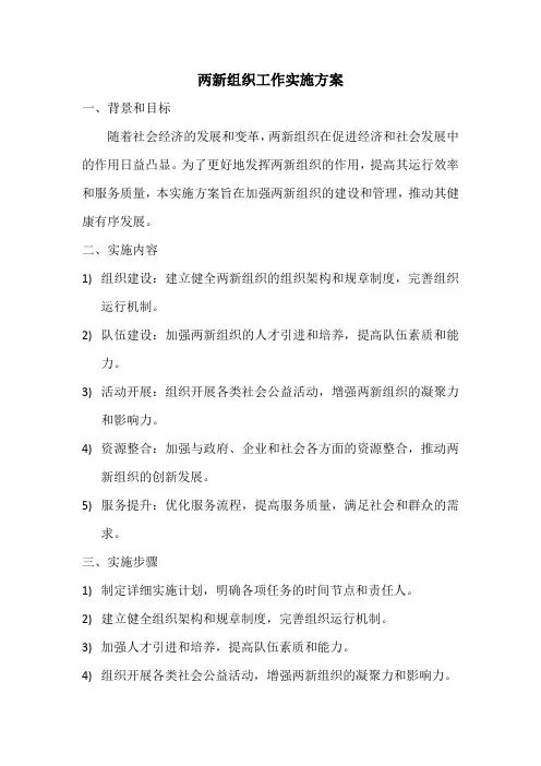 两新组织工作实施方案