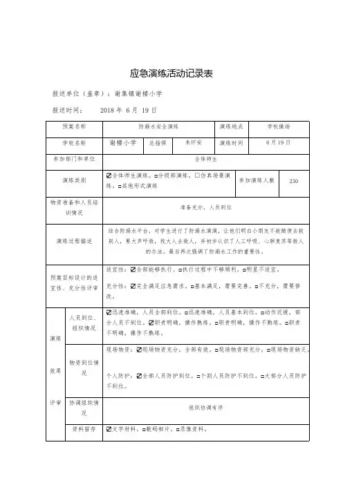 应急演练活动记录表