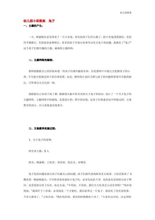 幼儿园小班教案  兔子