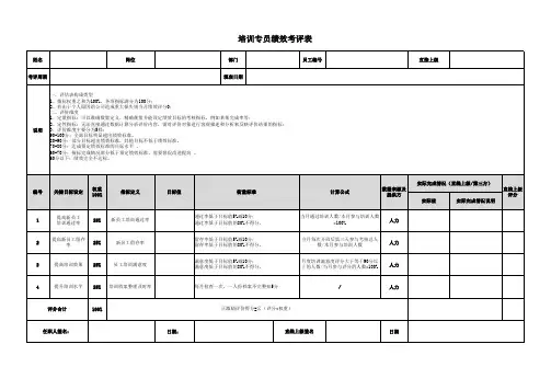 培训专员绩效考评表