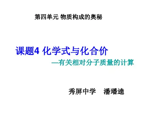 人教版九年级化学上册第四单元课题4化学式与化合价(有关化学式的计算)(共12张PPT)