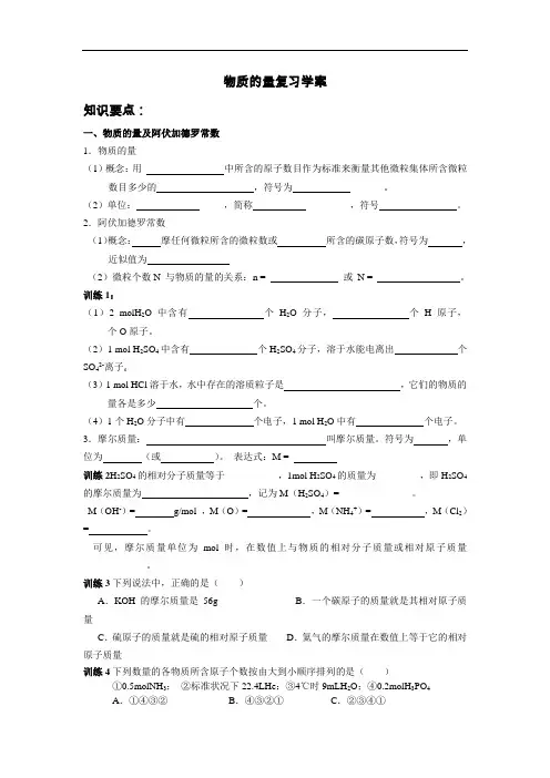 物质的量复习学案