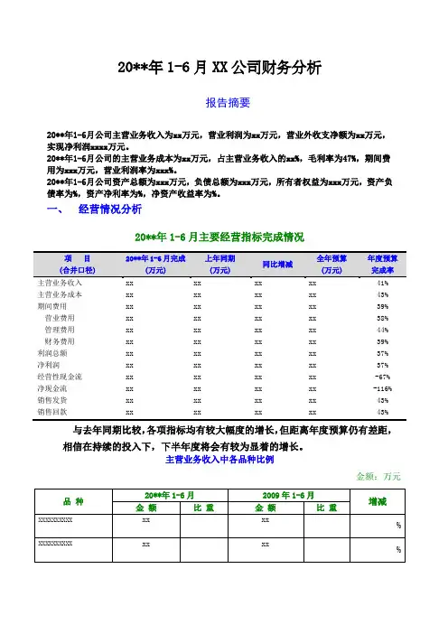 半年度财务分析报告模板