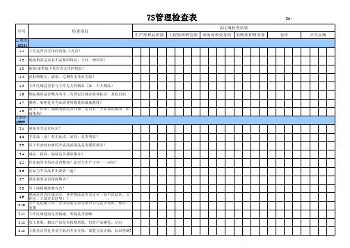 7S管理检查表