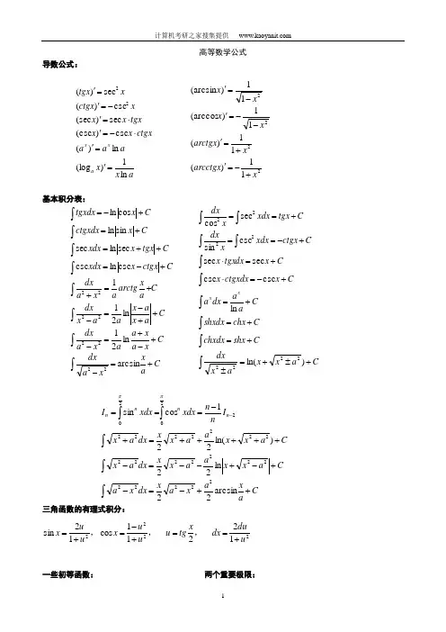 考研高等数学公式精华版