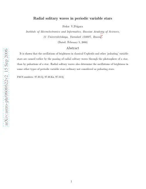 Radial solitary waves in periodic variable stars