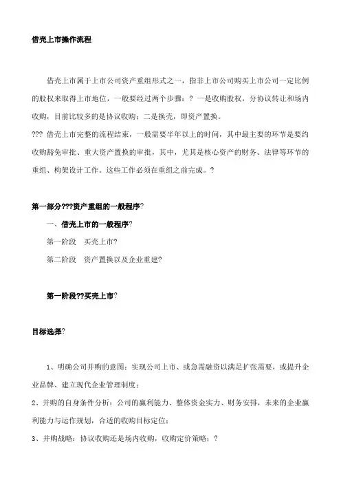 借壳上市操作程序