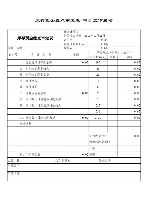 现金盘点表