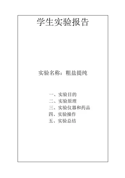 粗盐提纯实验报告 2