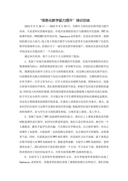 “信息化教学能力提升”培训总结