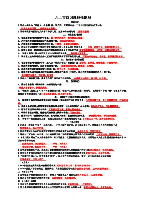 九上诗词理解性默写(带答案)