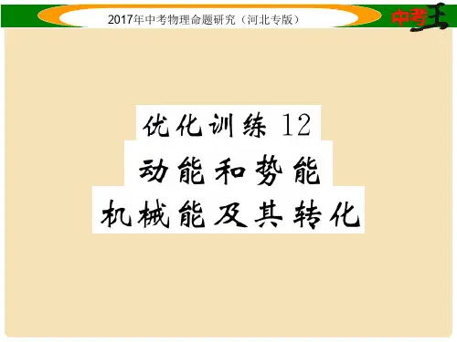 中考物理总复习 第一编 教材知识梳理 第八讲 功和机械能 优化训练12 动能和势能 机械能及其转化课件