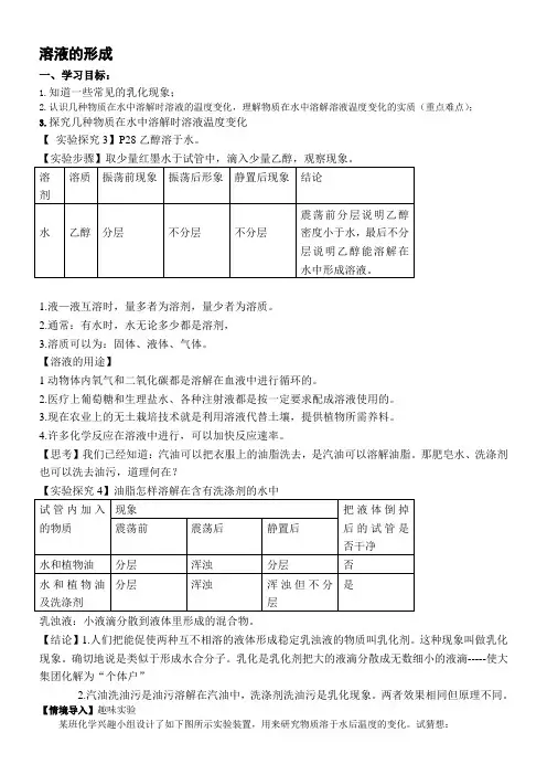 溶液的形成