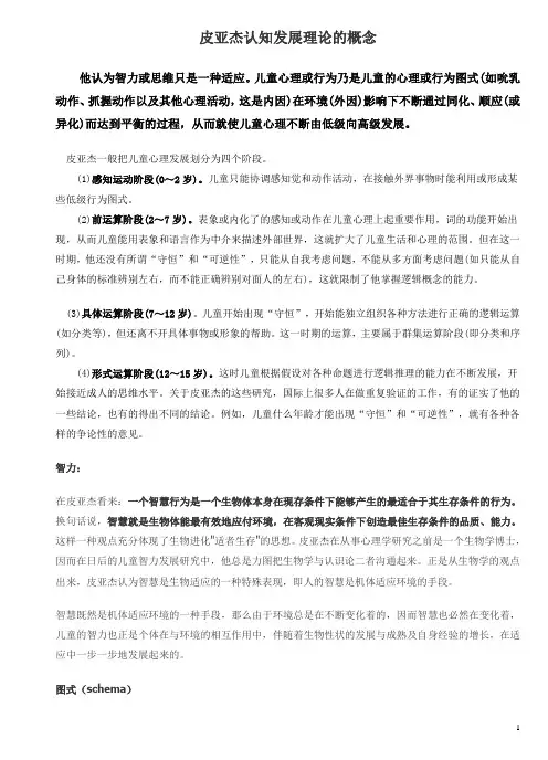 皮亚杰认知发展理论的概念