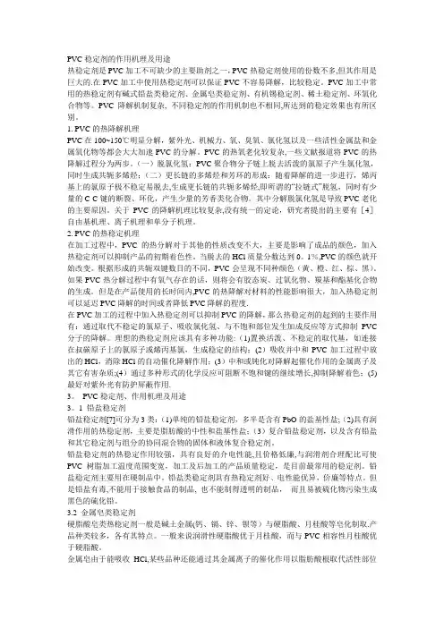 PVC稳定剂的作用机理及用途