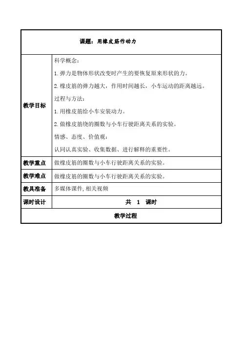 用橡皮筋作动力教案—教学设计
