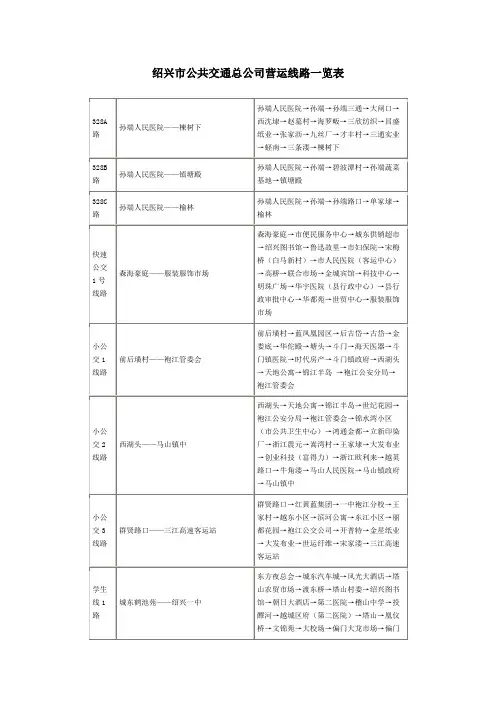 绍兴公交线路