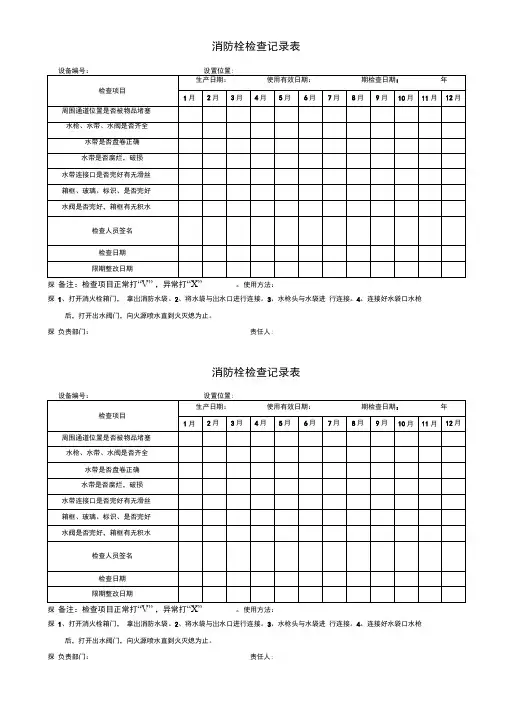 消防栓检查表