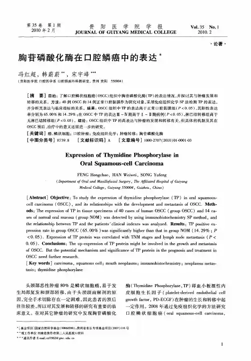 胸苷磷酸化酶在口腔鳞癌中的表达