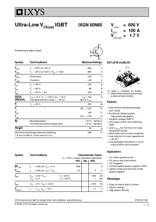 IXGN60N60中文资料
