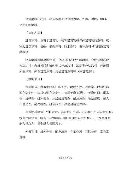 建筑涂料检测