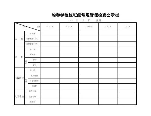 均和学校班级常规管理检查公示栏