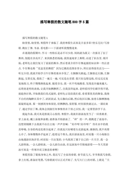 描写寒假的散文随笔800字5篇