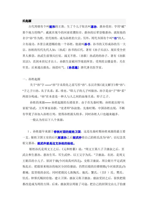 孙氏起源