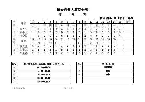 保安部排班表