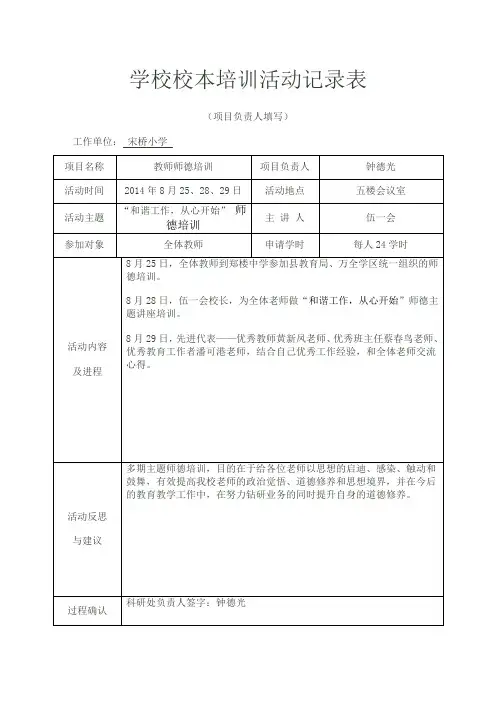 学校校本培训活动记录表 2