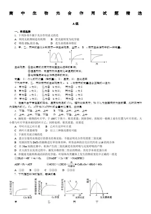 高中生物光合作用试题