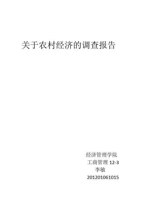 关于农村经济的调查报告