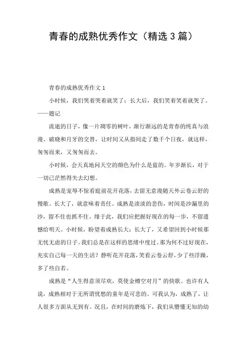 青春的成熟优秀作文(精选3篇)