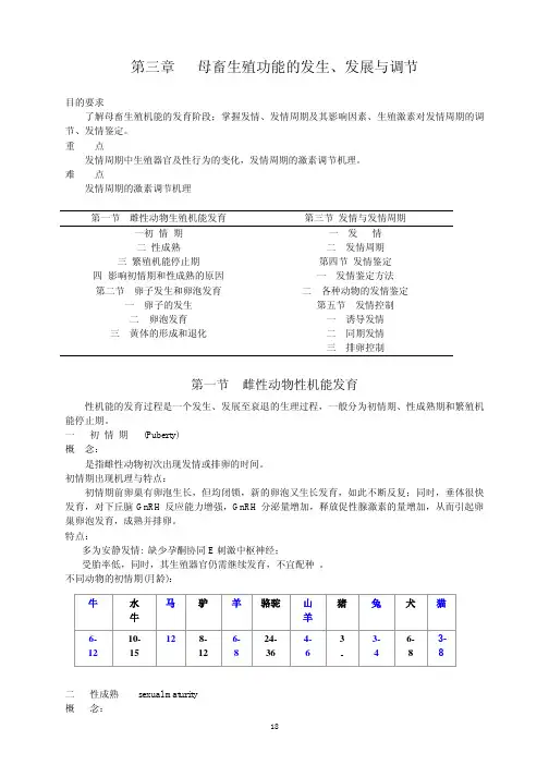 母畜生殖功能的发生、发展与调节