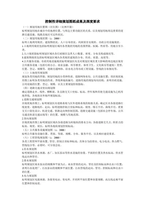 控制性详细规划图纸成果及深度要求
