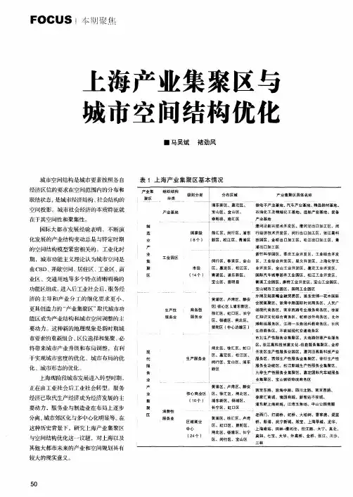 上海产业集聚区与城市空间结构优化