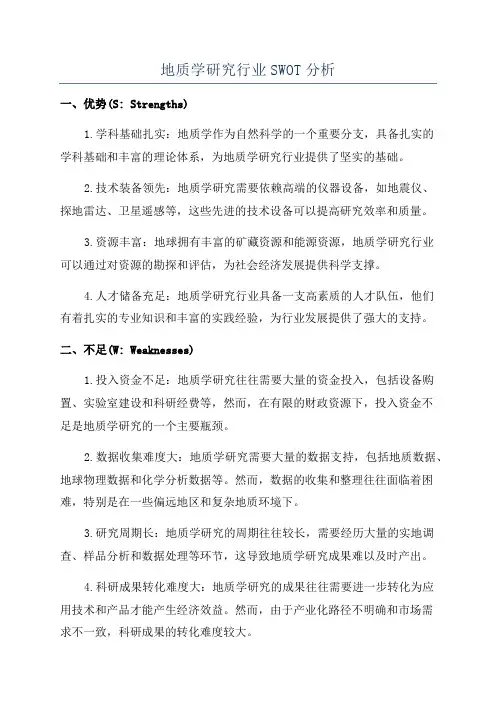 地质学研究行业SWOT分析