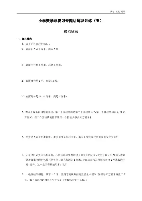 小升初总复习数学归类讲解及训练(中-含答案)