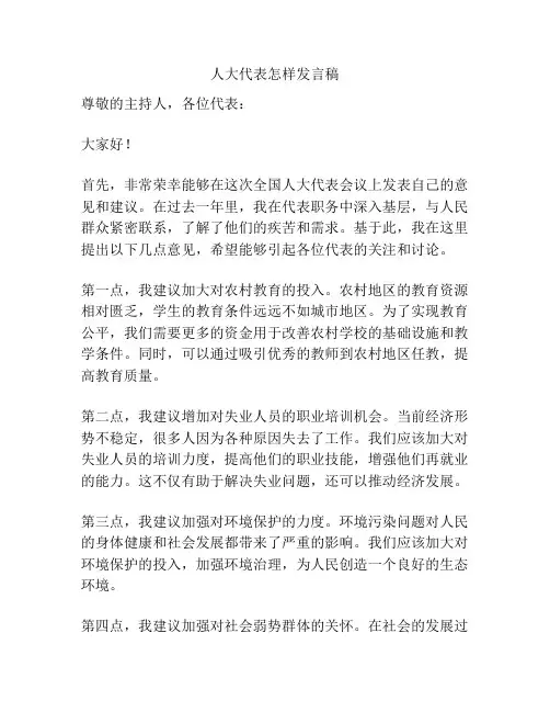 人大代表怎样发言稿